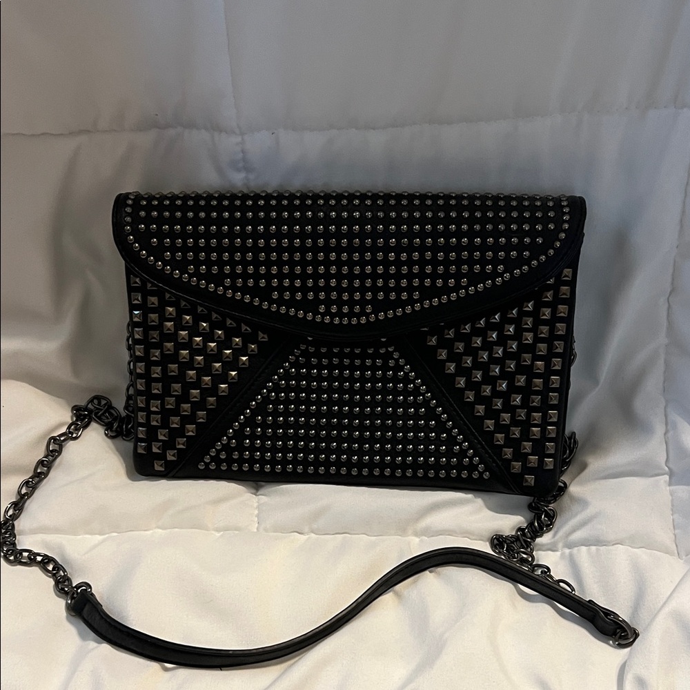 MMS Design Studio Black Studded Clutch